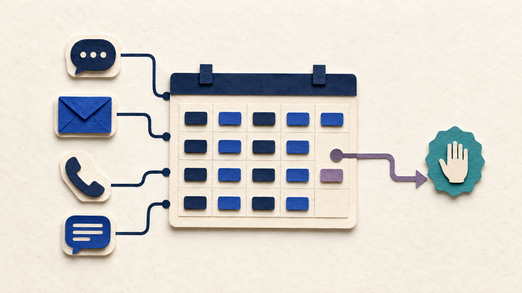 AI scheduling assistant coordinating small business appointments across calendar and customer messages.