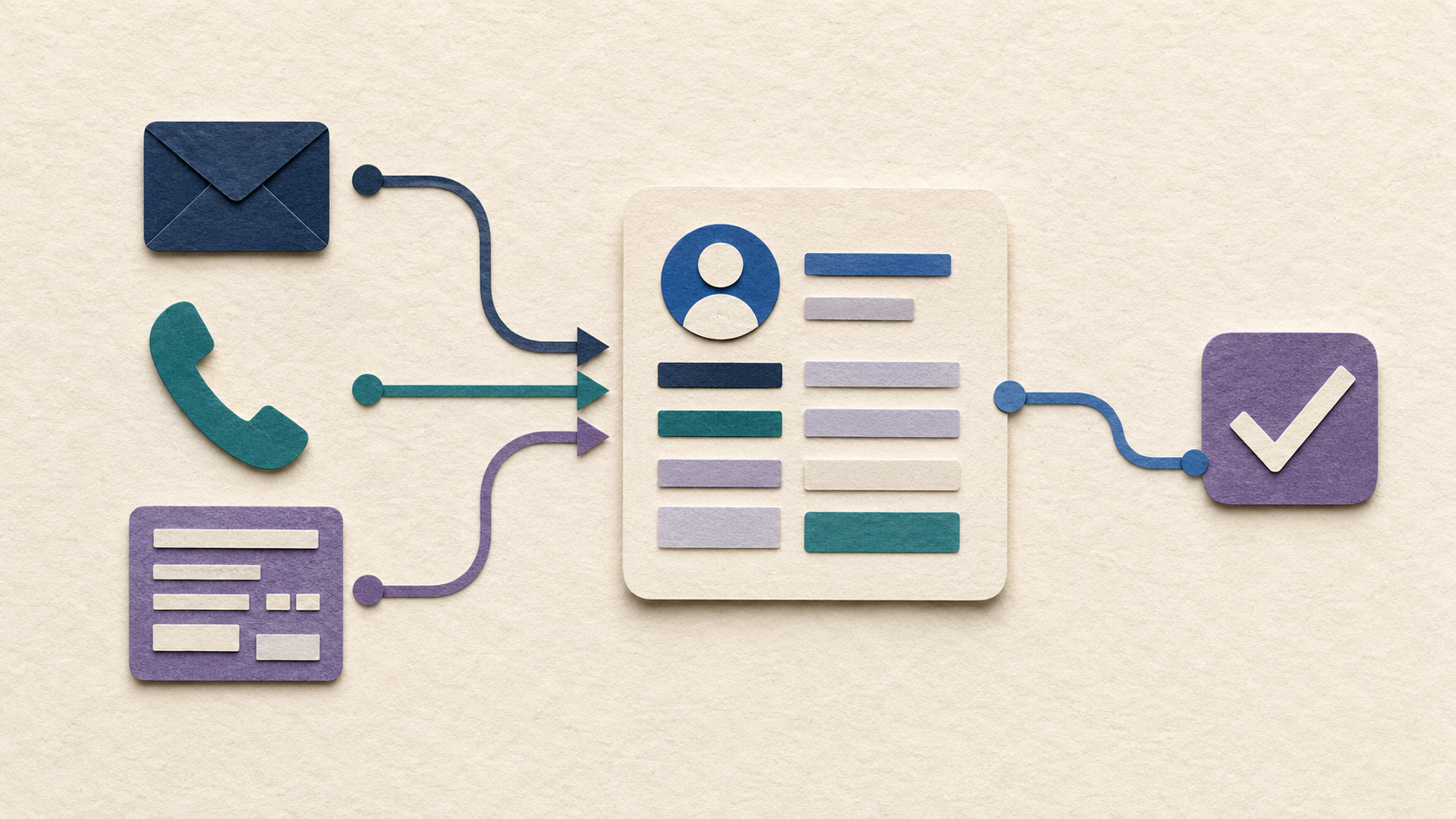 AI CRM automation turning emails, calls, and forms into structured small business customer records.