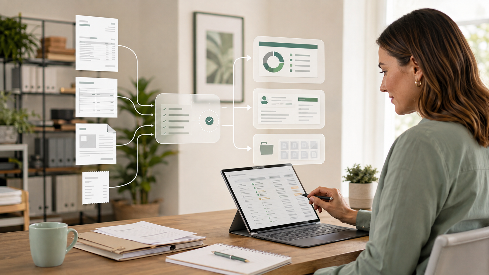 AI document processing workflow extracting data from invoices, forms, and PDFs for a small business.
